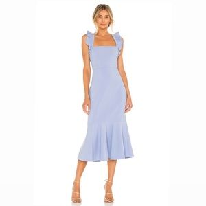 Revolve Hara Lavender Midi Dress with Ruffle Straps
